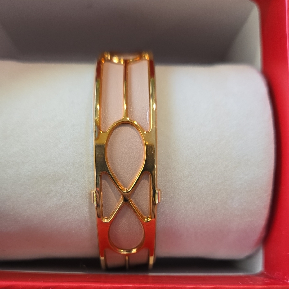 Like New Les Georgettes Pink And Rose Gold Cuff Bracelet